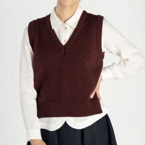 NWT Son De Flor Elaine Vest Burgundy S/M